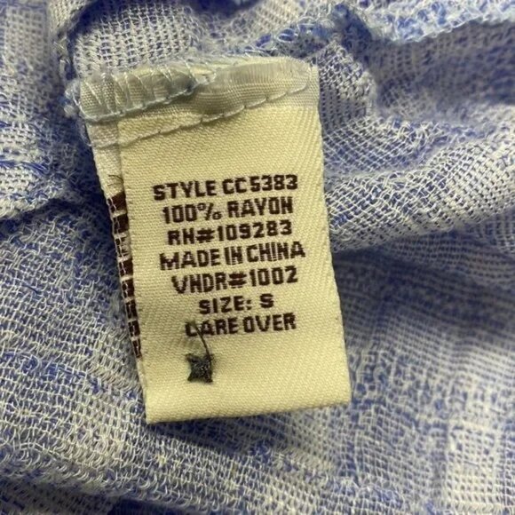 VINTAGE HAVANA BLUE PLAID LONG SLEEVE W/RUFFLES BUTTON FRONT SHIRT SMALL-EUC - Picture 6 of 6